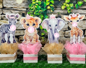 Jungle Baby Shower | Safari Birthday Theme | Jungle Theme | Safari Party Centerpiece | Jungle Animals Party | Bubblegum Gumball INDIVIDUAL