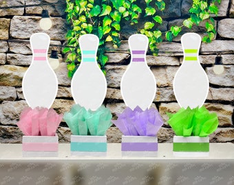Bowling Theme | Bowling Birthday Party | Bowling Centerpiece | Strike Bowling Birthday Party | Bowling Alley Party | Decorations SET OF 4