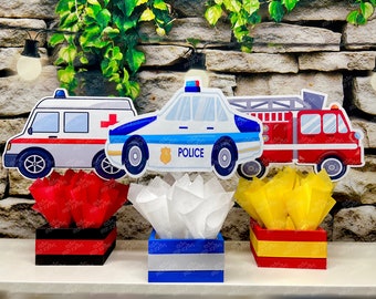 First Responder Birthday Theme | First Responder Party Decoration | Fire Truck Party | Police Birthday | Ambulance Decoration SET OF 3