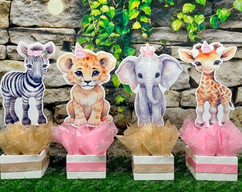 Jungle Baby Shower | Safari Birthday Theme | Jungle Theme | Safari Party Centerpiece Decoration | Jungle Animals Party | Lion Tiger SET OF 4