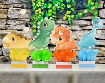 Dinosaur Baby Shower | Dinosaur Theme | Dinosaur Birthday Party Decoration | Dinosaur Centerpiece Hatching Soon Dinosaur Deco Theme SET OF 4