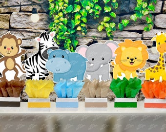 Jungle Baby Shower | Safari Birthday Theme | Safari Party Centerpiece Decoration SET OF 6