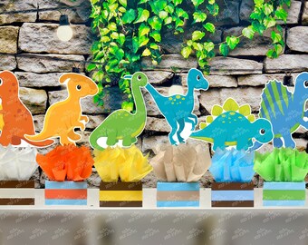 Dinosaur Baby Shower | Dinosaur Theme | Dinosaur Birthday Party Decoration | Dinosaur Centerpiece Hatching Soon Dinosaur Deco Theme SET OF 6