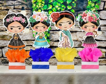 Frida Birthday | Frida Baby Shower Theme | Frida Party Theme | Frida Centerpiece Decoration | Mexican Frida Theme Birthday Party SET OF 4