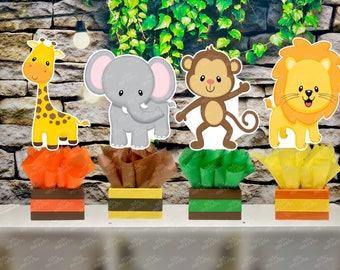 Jungle Baby Shower | Safari Birthday Theme | Safari Party Centerpiece Decoration SET OF 4