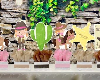 Cowgirl Baby Shower Theme | Cowgirl Birthday Centerpiece | Pink Western Cowgirl SET OF 6