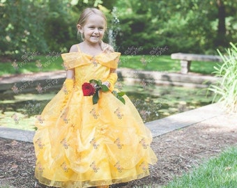 Princess Belle dress for Birthday costume or Photo shoot Belle dress outfit Birthday dress Belle costume Princess dress for Birthday party