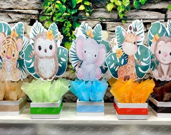 Safari Jungle Theme | Tropical Safari Baby Shower | Safari Baby Shower Centerpiece | Jungle Birthday Theme Decoration | Tropical SET OF 5