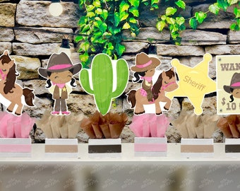Cowgirl Theme | Cowgirl Birthday Party | Western Theme | Pink Western Cowgirl | Cowgirl Baby Shower | Western Theme Centerpiece SET OF 6