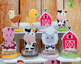 180 Count Barnyard Farm Animals Birthday Party Favor Stickers Horse Sheep and Chicken Barnyard Theme Labels for Kisses Candy Pig Cow