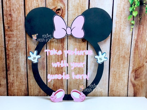 Pink Minnie Mouse ROUND photo booth Clubhouse birthday party photo booth or photo prop decoration Pluto Daisy Goofy Minnie Mickey Donald Il_570xn