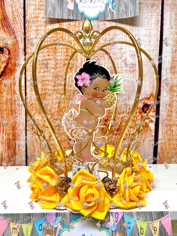 Royal Princess Theme | Aloha Hawaiian Theme | Little Princess Crown | Royal Theme Crown Centerpiece | Princess Theme Gold Crown Theme Decor Il_570xn