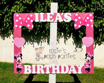 Minnie Mouse photo booth Clubhouse birthday party photo booth or photo prop decoration Pluto Daisy Minnie Mickey Donald Pink Minnie
