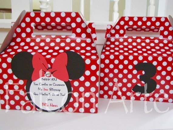 Minnie Mouse Birthday Favors Mickey Mouse Birthday party favor box Treats Favor Loot Bag Centerpieces Set of 12 Il_570xn