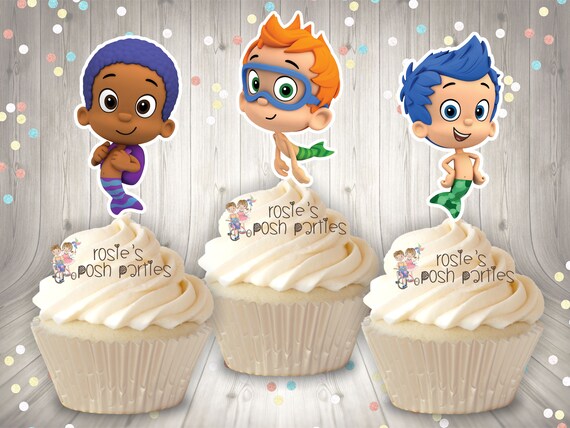 Bubble Guppies Birthday Theme | Bubble Guppies Cupcake Topper Favor | Bubble Guppies Theme Favor | Guppies Cupcake Topper Favors SET OF 12 Il_570xn