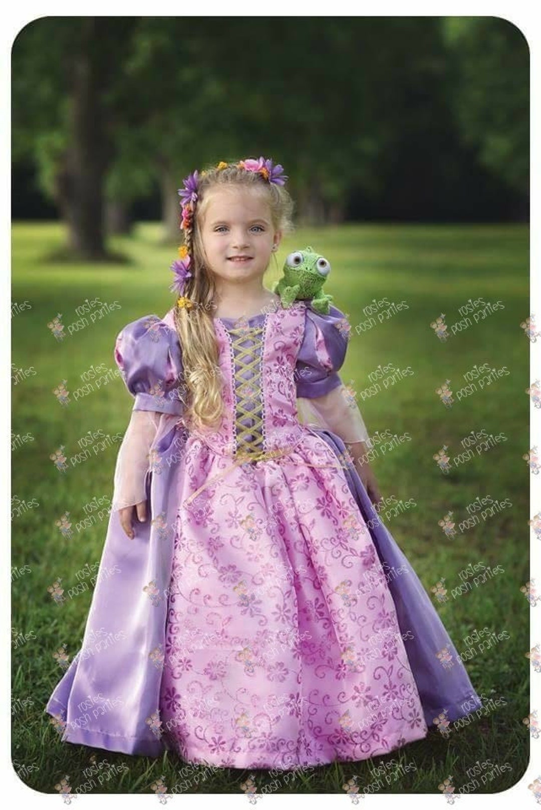 Girls Rapunzel Dress Birthday Princess Costume Fancy Dress for 1-7 Year 