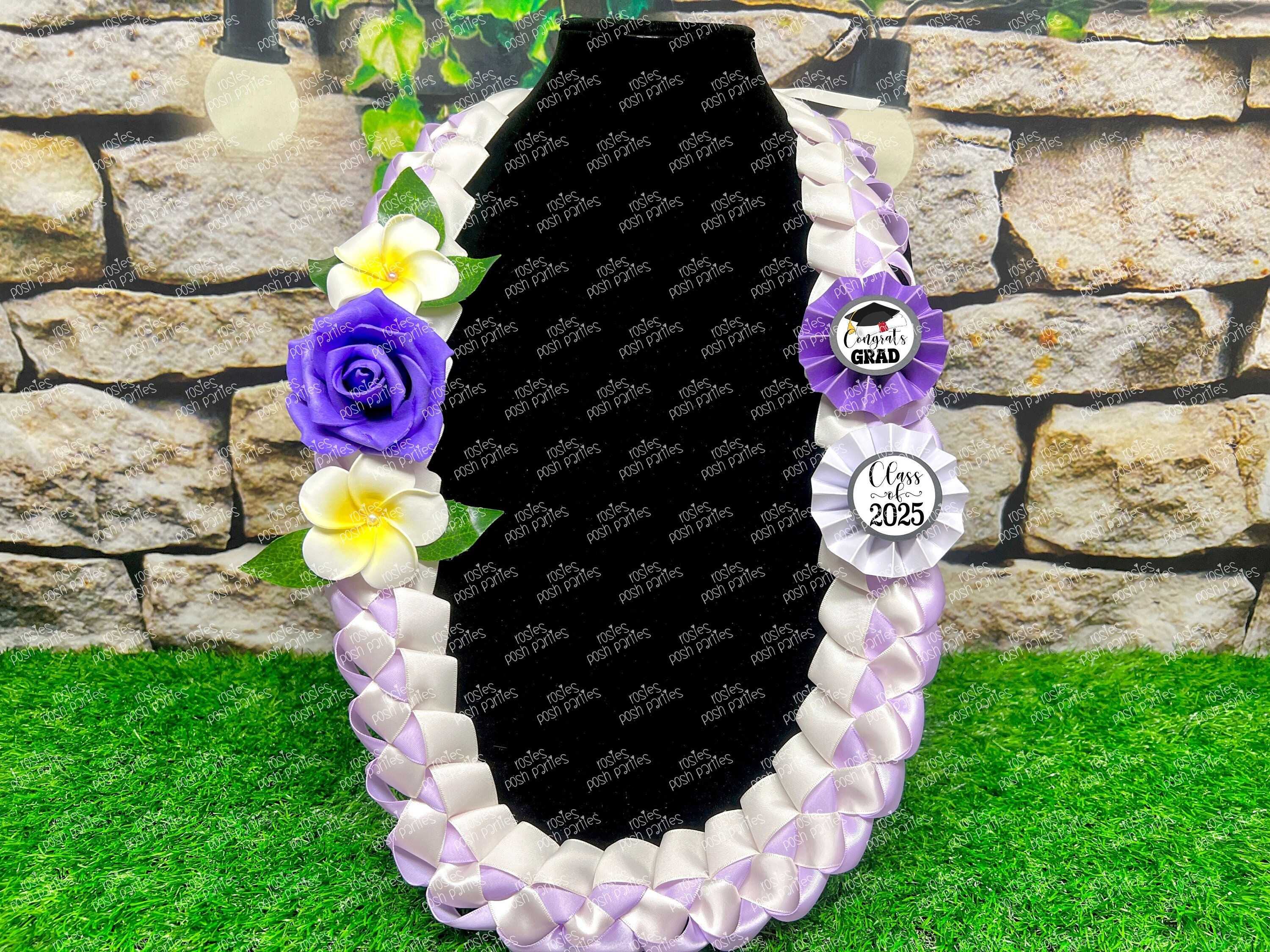 Plumeria Graduation Lei | Promotion Lei | Senior Night Gift Lei | Braided Ribbon Lei | Graduation Ribbon Lei | Graduate Lei | Promotion Lei