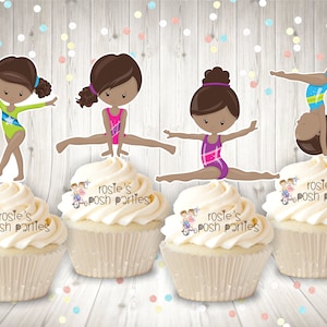 Gymnast Theme Birthday | Gymnast Cupcake Topper | Acrobatics Gymnast Cupcake Topper | Gymnast Party Favor Decoration Gym SET OF 12