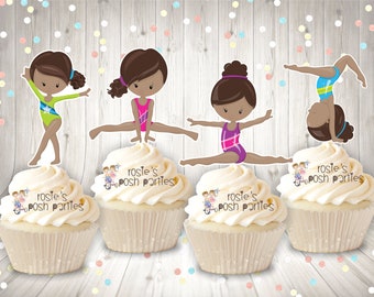 Gymnast Theme Birthday | Gymnast Cupcake Topper | Acrobatics Gymnast Cupcake Topper | Gymnast Party Favor Decoration Gym SET OF 12