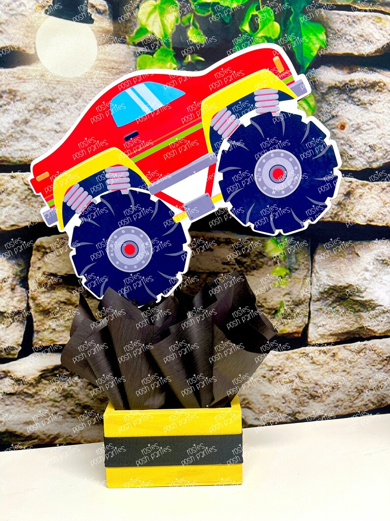 Monster Truck Theme Monster Truck Birthday Monster Truck Centerpiece Decoration Truck Party Decor Jam Birthday Theme INDIVIDUAL Red Truck