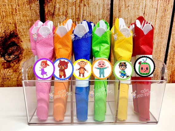 Cocomelon Birthday Theme | Cocomelon Party Favors | Cocomelon Napkin Wrapped Utensil Favors | Cocomelon Theme Favors | Cocomelon VARIETY Il_570xn