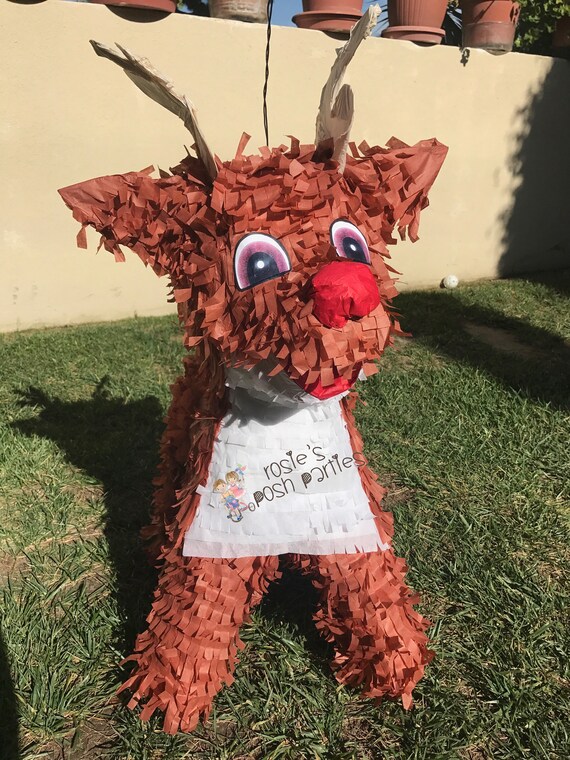 Red nose reindeer birthday Christmas Pinata reindeer pinata Christmas party Buck Pinata Party reindeer theme favor pinata LARGE ITEM Il_570xn
