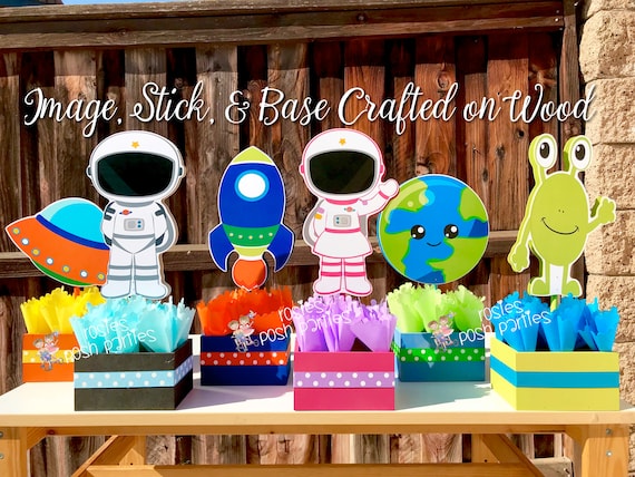 Outer Space Blast Off Centerpiece Decoration Spaceship Outer Planets Astronauts birthday party guest table centerpiece INDIVIDUAL Il_570xn