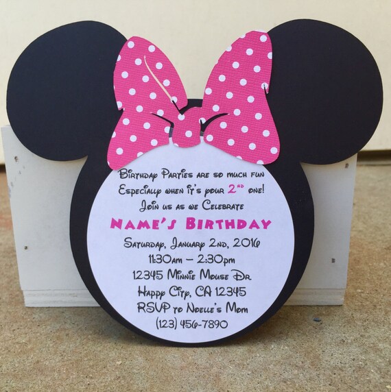Handmade Minnie Mouse invites Hot Pink Polka Dot Zebra Print Red Polka Dot Bow Purple Lavender Polka dot Bow QTY 10 Il_570xn