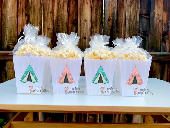 Tribal Baby Shower birthday bash party Favor centerpiece Tribal decoration Tribal birthday Tribal tee pee Popcorn favors Boxes SET OF 12 Il_570xn