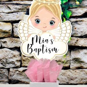 Christening Baptism centerpieces Brown Baptism Angel Christening Decoration Baptism Religious Theme Centerpiece Decoration INDIVIDUAL Blonde Hair Angel