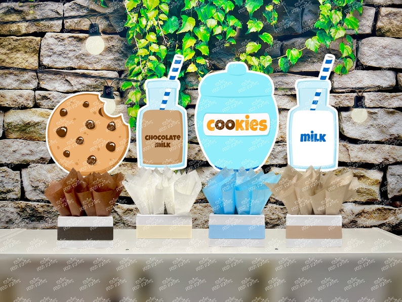 Cookies and Milk Birthday Baby Shower Theme Party Decoration Table Centerpiece