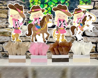 Western Cowgirl Theme | Cowgirl Birthday Centerpiece | Cowgirl Baby Shower Theme | Western Cowgirl Birthday | Wild West Theme Decor SET OF 4