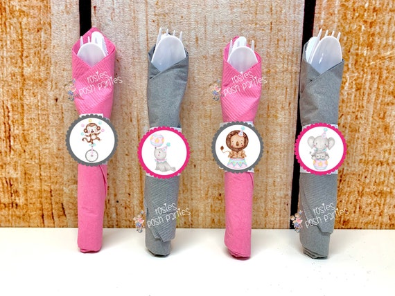 Circus Watercolor Baby Shower Theme | Circus Theme Decoration | Circus Birthday Theme | Pastel Girl Circus Party Theme | Utensil SET OF 12 Il_570xn
