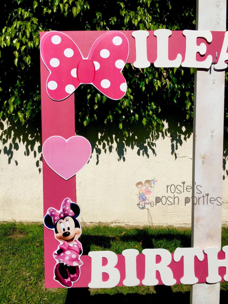 Minnie Mouse photo booth Clubhouse birthday party photo booth or photo prop decoration Pluto Daisy Minnie Mickey Donald Pink Minnie