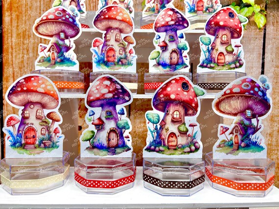 Mushroom Theme | Mushroom House Birthday Baby Shower Party | Mushroom Baby Shower Candy Jar Favor | Mushroom Gnome Party Favor SET OF 12 Il_570xn