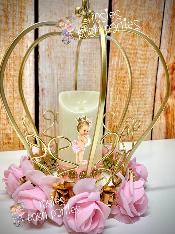 Royal Princess Theme | Pink and Gold Theme | Little Princess Crown | Royal Theme Crown Centerpiece | Princess Theme Gold Crown Theme Decor Il_570xn