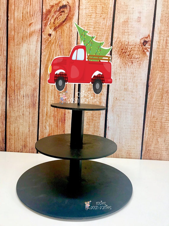 Old Red Truck Cupcake party Favor Cupcake Stand Christmas Truck Party decoration Truck Theme Cupcake Stand Red Truck Christmas Party Favors Il_570xn