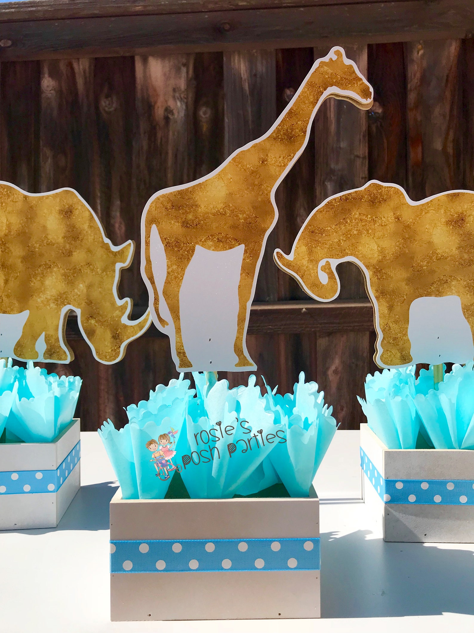 Gold Safari Shower Centerpiece Baby Shower Party Decoration Etsy
