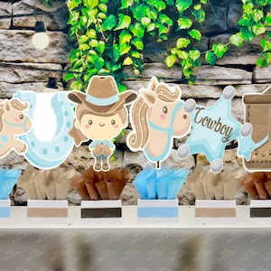 Little Cowboy Baby Shower | Cowboy Theme | Wild West Birthday Table Centerpiece | Western Baby Shower | Wild West Party SET OF 6
