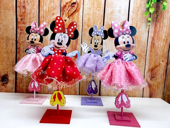 Minnie Mouse Tutu Birthday Decoration Tutu pink OR red version wood table centerpiece favor for Birthday or Baby Shower ONE PIECE Decoration Il_570xn