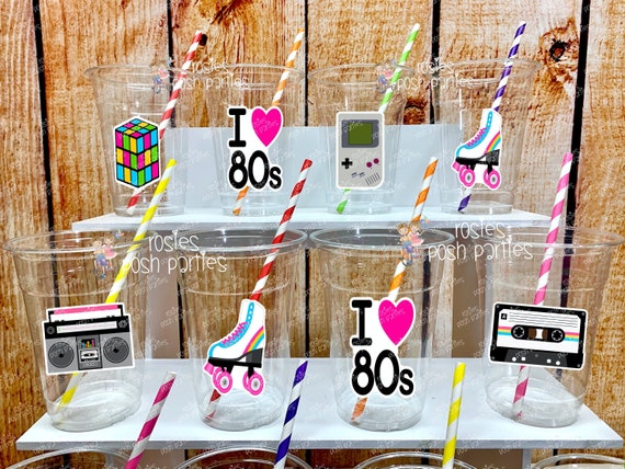 I love the 80s birthday Theme | 80s Theme Party Favor | 80s Theme Favors | 80s Party Cup Favor | 80s Baby Party Cup Decoration VARIETY
