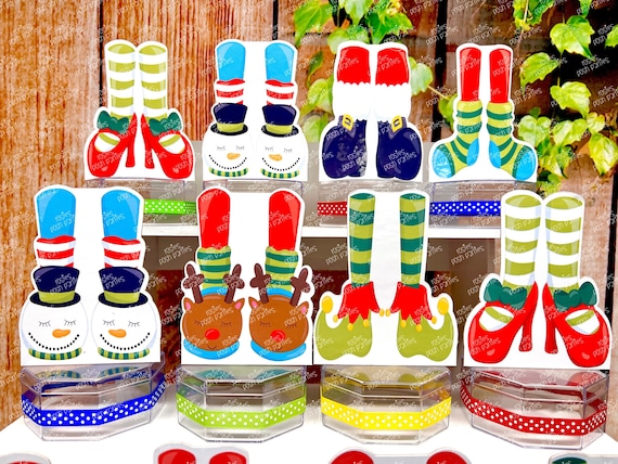 Christmas Feet Theme | Christmas Winter Party Favor | Santas Helper Birthday Party | Reindeer Candy Jar Favors | Christmas Theme SET OF 12 Il_570xn