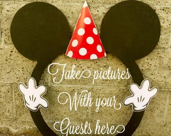 Mickey Mouse ROUND photo booth Clubhouse birthday party photo booth or photo prop decoration Pluto Daisy Goofy Minnie Mickey Donald