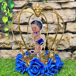 Little Prince Centerpiece Blue and Gold Birthday party table centerpiece decoration Royal Baby Shower Birthday Gold Blue Crown INDIVIDUAL