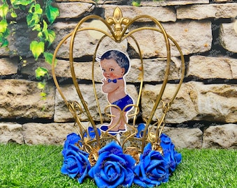 Little Prince Centerpiece Blue and Gold Birthday party table centerpiece decoration Royal Baby Shower Birthday Gold Blue Crown INDIVIDUAL