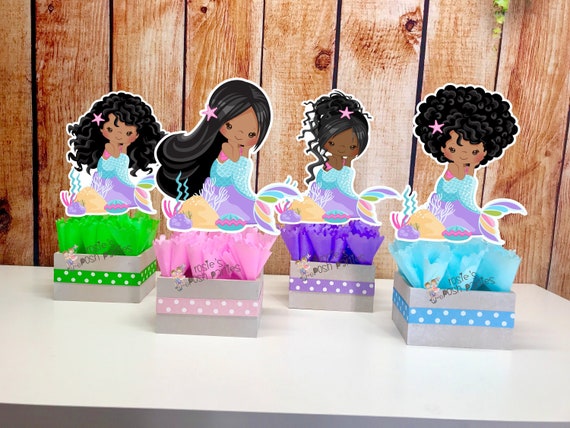 African Mermaid Pastel Theme Decoration Centerpiece African American Mermaid Theme INDIVIDUAL Il_570xn