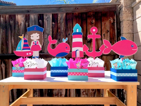 Girl Nautical Baby Shower Theme Centerpiece Decoration Pink Etsy