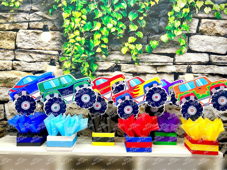 Monster Truck Theme Monster Truck Birthday Monster Truck Centerpiece Decoration Truck Party Decor Jam Birthday Theme INDIVIDUAL image 1