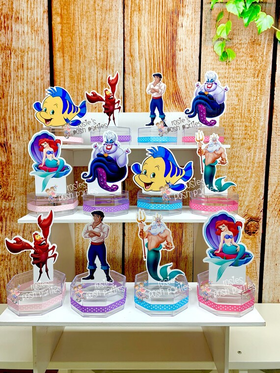 Little Mermaid Birthday Theme | Mermaid Party Favors | Prince Eric King Triton Sebastian Flounder Ursula | Mermaid Theme Candy Jar SET OF 12 Il_570xn