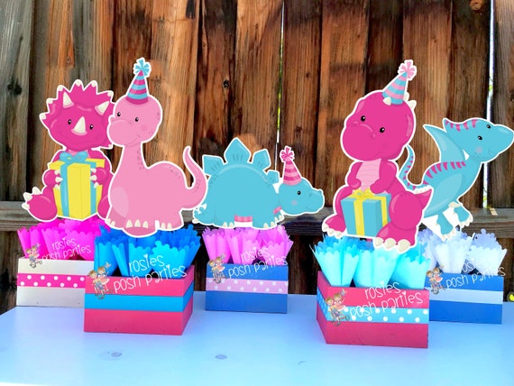 Pink Dinosaur Theme | Pink Dinosaur Baby Shower | Hatching Soon Pink Dinosaur Birthday Centerpiece | Girl Dinosaur Party Decoration SET OF 5 Il_570xn